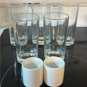 Glass cups and 2 Sake cups